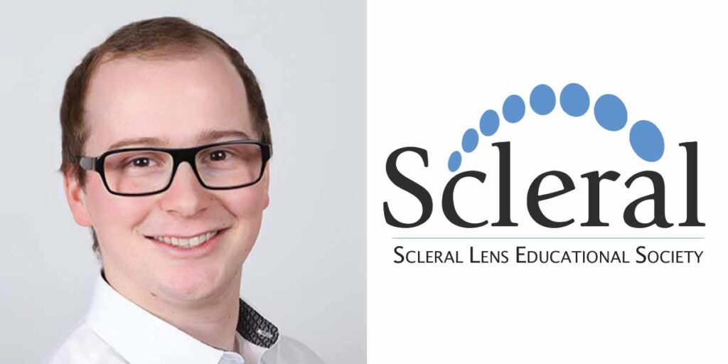 Scleral-Lens-Educational-Society logo and a photo of Leonard Kollross