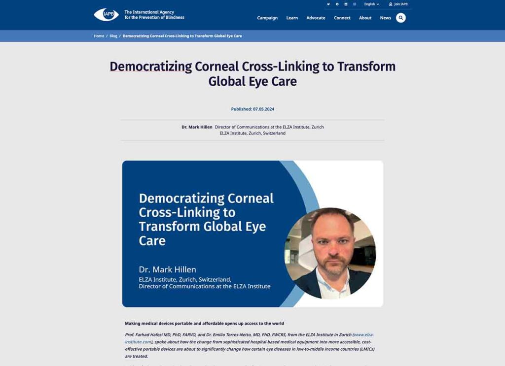 Article preview of the IAPB Democratizing Corneal Cross-Linking blog post